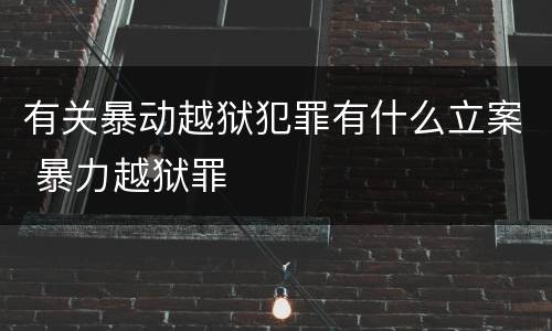 有关暴动越狱犯罪有什么立案 暴力越狱罪