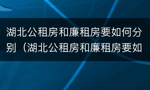 湖北公租房和廉租房要如何分别（湖北公租房和廉租房要如何分别购买）