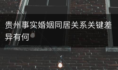 贵州事实婚姻同居关系关键差异有何