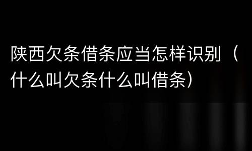 陕西欠条借条应当怎样识别（什么叫欠条什么叫借条）