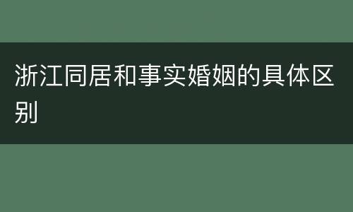 浙江同居和事实婚姻的具体区别