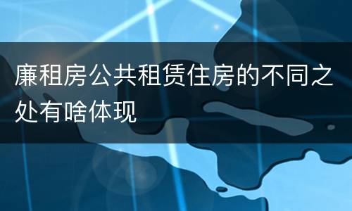 廉租房公共租赁住房的不同之处有啥体现