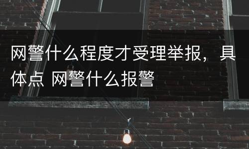 网警什么程度才受理举报，具体点 网警什么报警