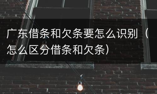 广东借条和欠条要怎么识别（怎么区分借条和欠条）