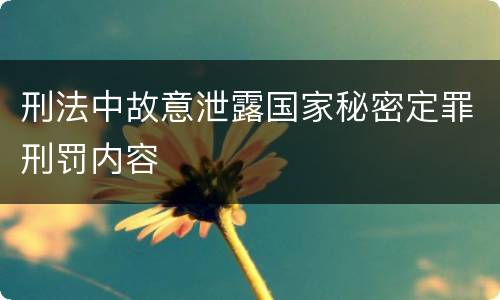 刑法中故意泄露国家秘密定罪刑罚内容