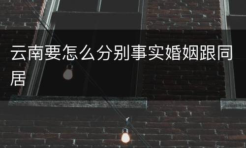 云南要怎么分别事实婚姻跟同居