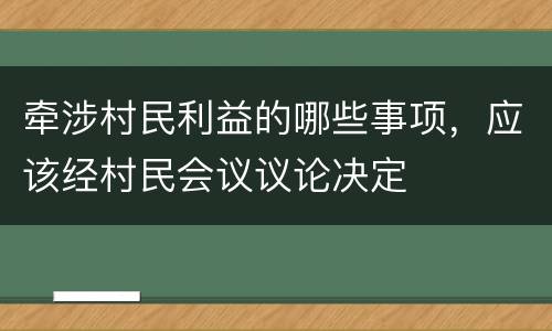 牵涉村民利益的哪些事项，应该经村民会议议论决定