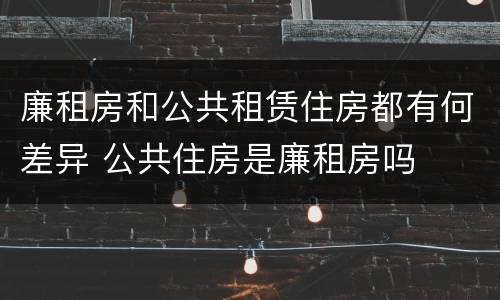 廉租房和公共租赁住房都有何差异 公共住房是廉租房吗