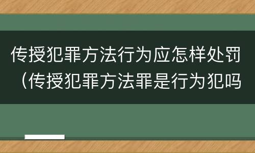 传授犯罪方法行为应怎样处罚（传授犯罪方法罪是行为犯吗）