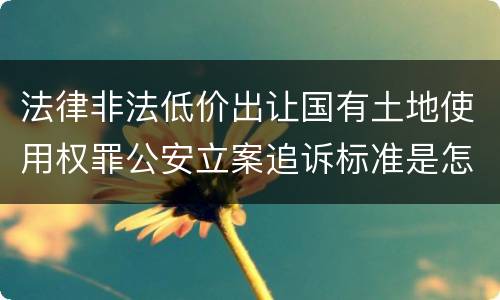 法律非法低价出让国有土地使用权罪公安立案追诉标准是怎么样规定