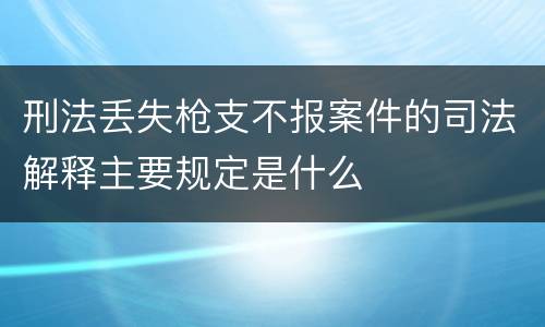 刑法丢失枪支不报案件的司法解释主要规定是什么