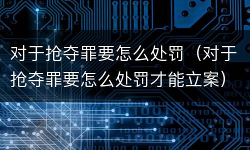 对于抢夺罪要怎么处罚（对于抢夺罪要怎么处罚才能立案）
