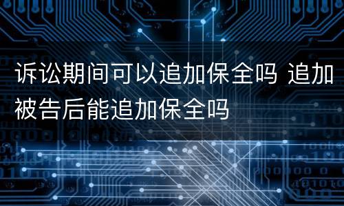 诉讼期间可以追加保全吗 追加被告后能追加保全吗