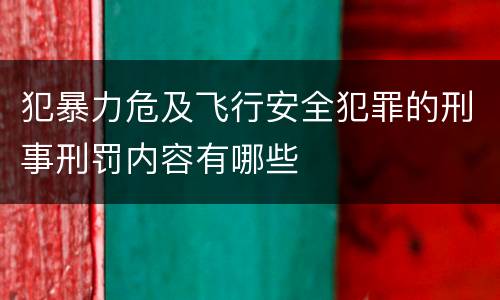 犯暴力危及飞行安全犯罪的刑事刑罚内容有哪些