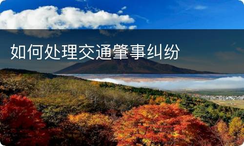 如何处理交通肇事纠纷