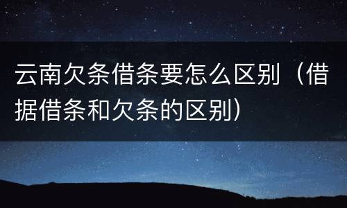 云南欠条借条要怎么区别（借据借条和欠条的区别）