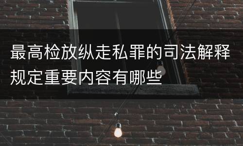 最高检放纵走私罪的司法解释规定重要内容有哪些