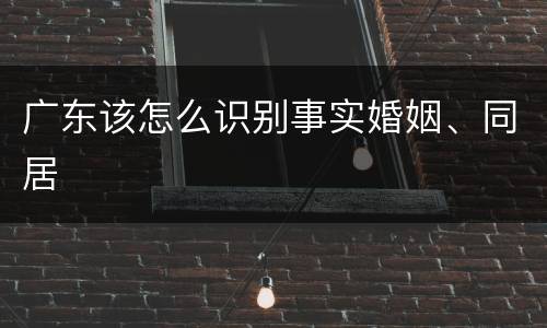 广东该怎么识别事实婚姻、同居