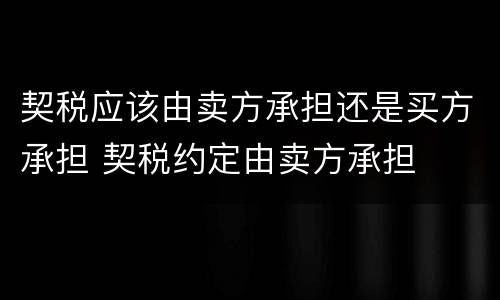 契税应该由卖方承担还是买方承担 契税约定由卖方承担