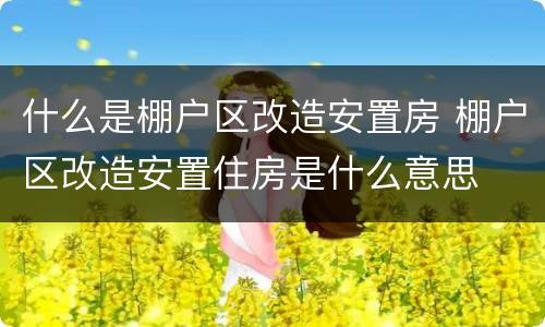 什么是棚户区改造安置房 棚户区改造安置住房是什么意思