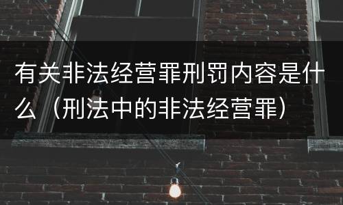 有关非法经营罪刑罚内容是什么（刑法中的非法经营罪）