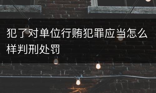犯了对单位行贿犯罪应当怎么样判刑处罚