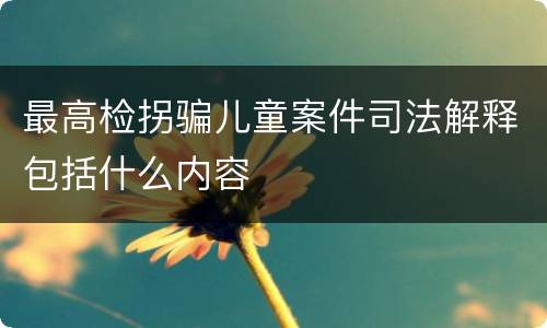 最高检拐骗儿童案件司法解释包括什么内容