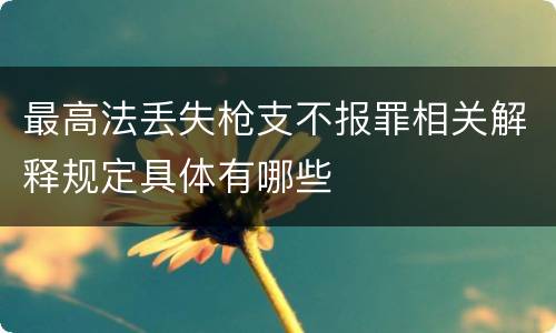最高法丢失枪支不报罪相关解释规定具体有哪些