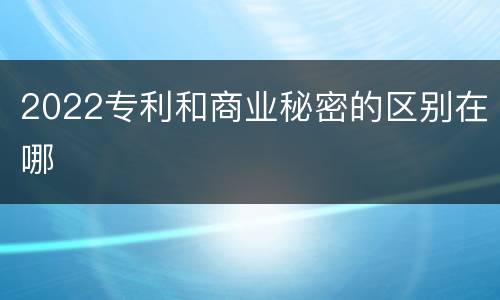 2022专利和商业秘密的区别在哪