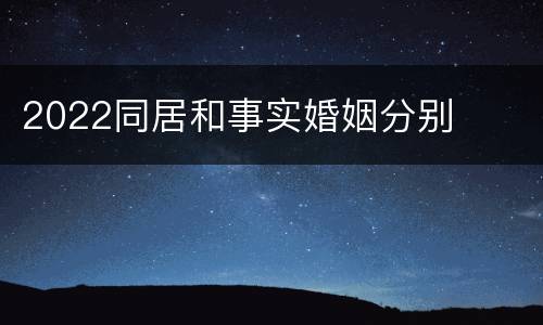2022同居和事实婚姻分别