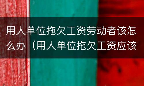 用人单位拖欠工资劳动者该怎么办（用人单位拖欠工资应该怎么办）