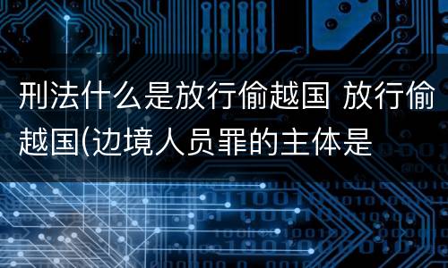 刑法什么是放行偷越国 放行偷越国(边境人员罪的主体是