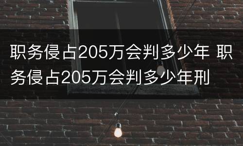 职务侵占205万会判多少年 职务侵占205万会判多少年刑