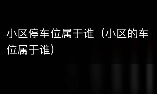 小区停车位属于谁（小区的车位属于谁）