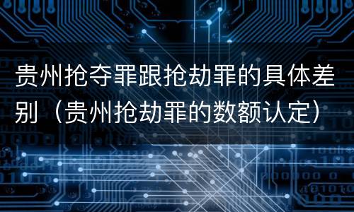 贵州抢夺罪跟抢劫罪的具体差别（贵州抢劫罪的数额认定）