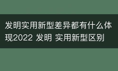 发明实用新型差异都有什么体现2022 发明 实用新型区别