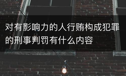 对有影响力的人行贿构成犯罪的刑事判罚有什么内容