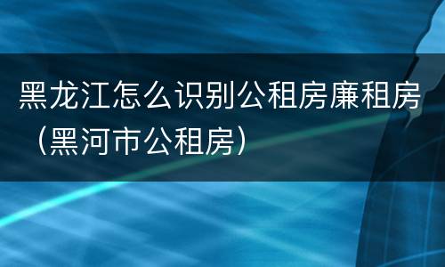 黑龙江怎么识别公租房廉租房（黑河市公租房）