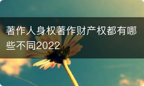 著作人身权著作财产权都有哪些不同2022