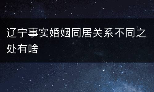 辽宁事实婚姻同居关系不同之处有啥
