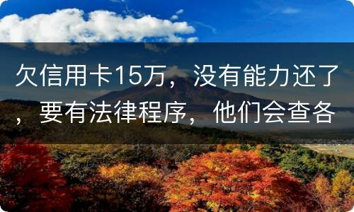 欠信用卡15万，没有能力还了，要有法律程序，他们会查各人储蓄卡的流水吗
