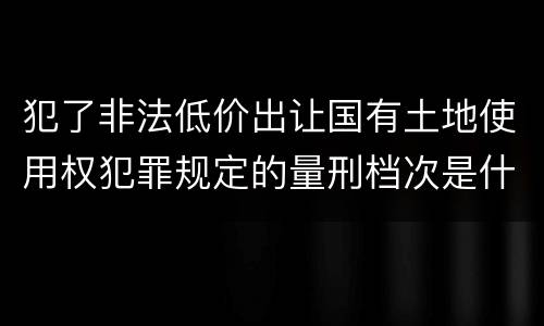 犯了非法低价出让国有土地使用权犯罪规定的量刑档次是什么