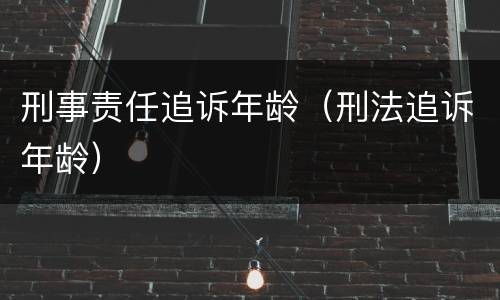 刑事责任追诉年龄（刑法追诉年龄）