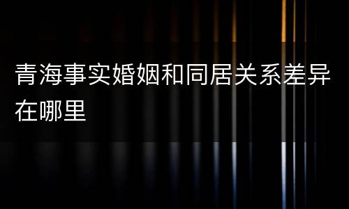 青海事实婚姻和同居关系差异在哪里