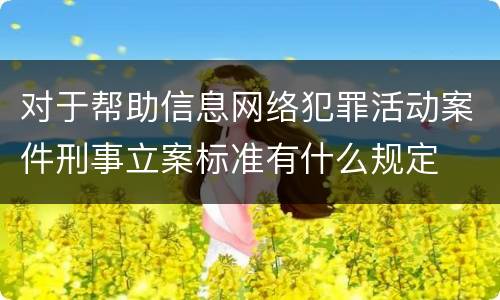 对于帮助信息网络犯罪活动案件刑事立案标准有什么规定