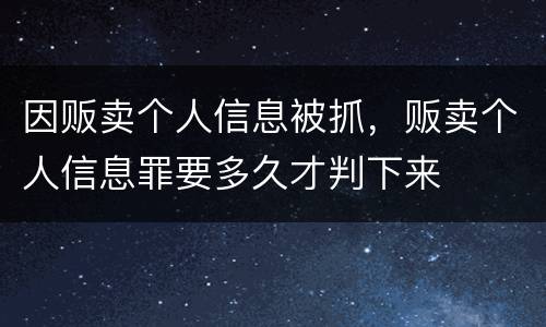 因贩卖个人信息被抓，贩卖个人信息罪要多久才判下来