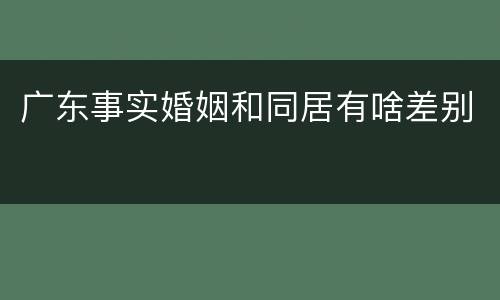 广东事实婚姻和同居有啥差别