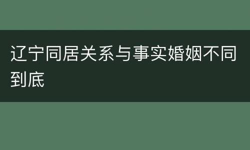 辽宁同居关系与事实婚姻不同到底