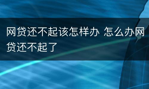 网贷还不起该怎样办 怎么办网贷还不起了