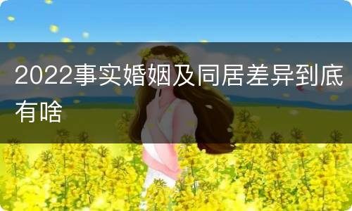 2022事实婚姻及同居差异到底有啥